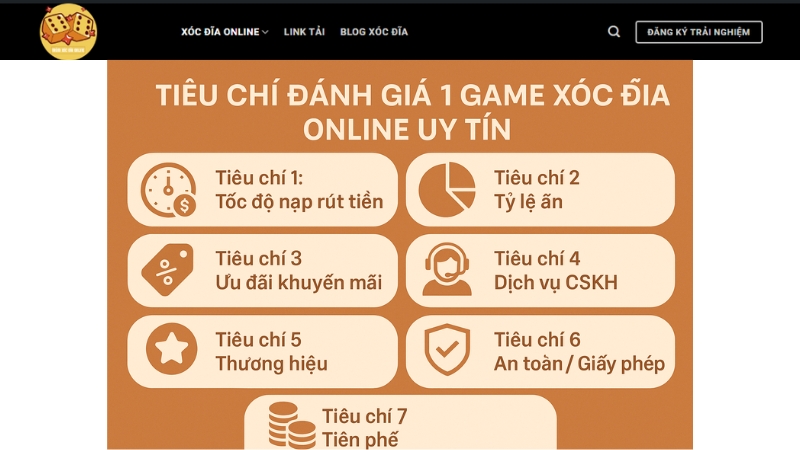 Tiêu chí đánh giá game xóc đĩa online uy tín