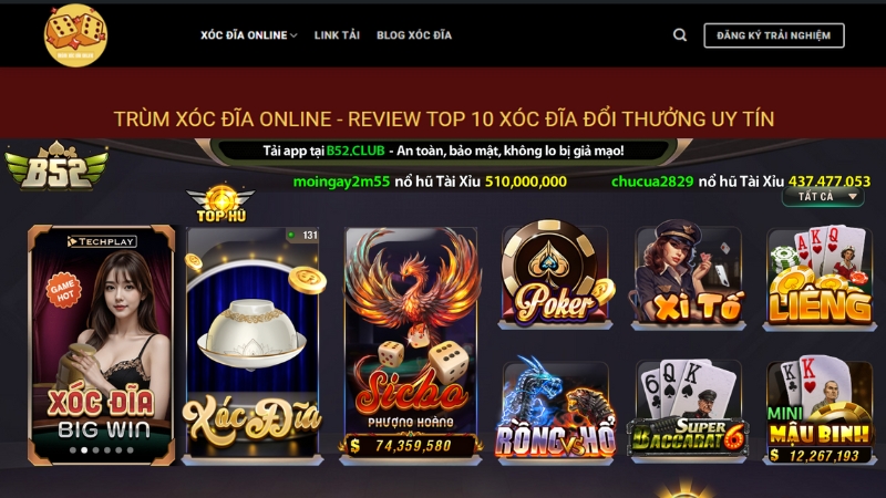 Xóc Đĩa B52 CLUB - Top Game Xóc Đĩa Uy Tín